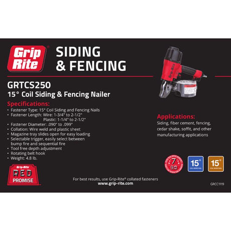 Grip-Rite 15 deg Coil Siding Nailer