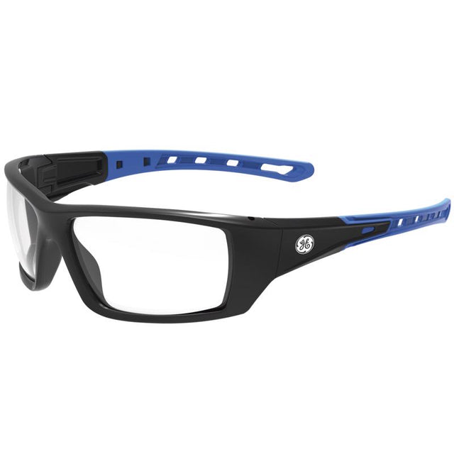 General Electric 04 Series Anti-Fog Impact-Resistant Safety Glasses Clear Lens Black/Blue Frame 1 pk