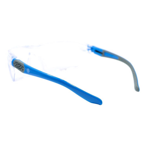 General Electric 02 Series Impact-Resistant Safety Glasses Clear Lens Blue/Gray Frame 1 pk