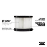 Milwaukee 3.75 in. L X 3.75 in. W HEPA Filter 2 pc