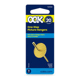 OOK 50091 One-Step Hanger, 20 lb, Brass, Gold