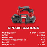 Milwaukee M12 Cordless Brushed 1-5/8 in. Band Saw Kit (Battery & Charger)