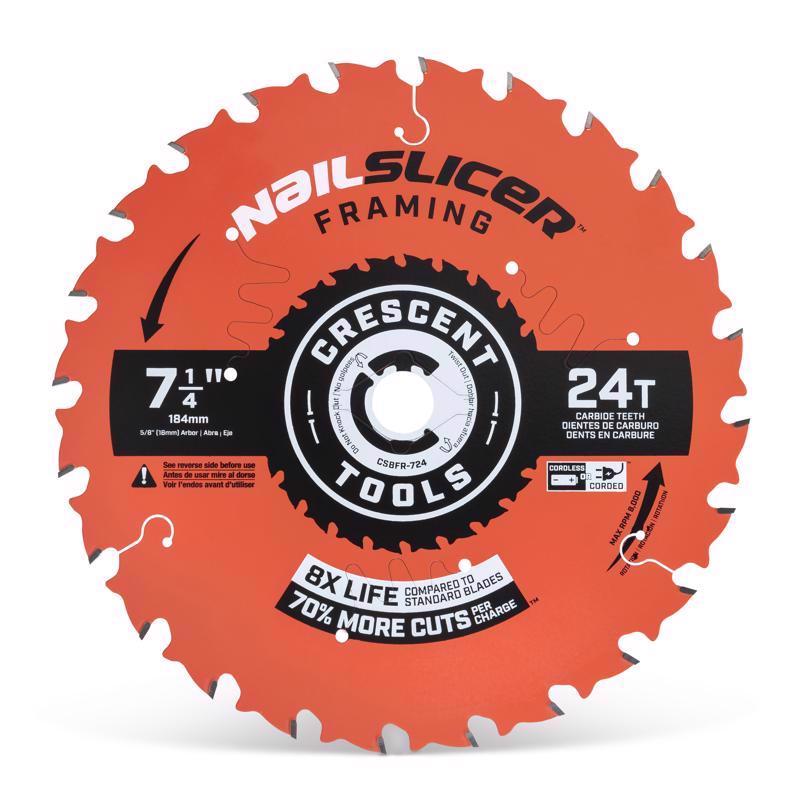 Crescent NailSlicer 7-1/4 in. D X 5/8 in. Framing Carbide Circular Saw Blade 24 teeth 10 pk, Pack of 10