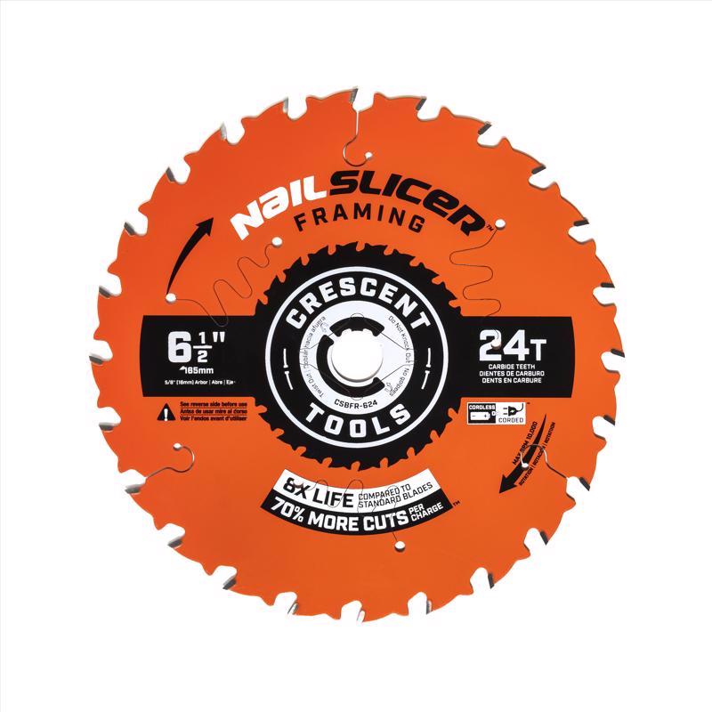 Crescent NailSlicer 6-1/2 in. D X 5/8 in. Framing Carbide Circular Saw Blade 24 teeth 10 pk, Pack of 10