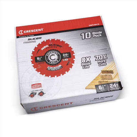 Crescent NailSlicer 6-1/2 in. D X 5/8 in. Framing Carbide Circular Saw Blade 24 teeth 10 pk, Pack of 10
