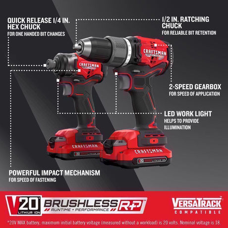 Craftsman V20 BRUSHLESS RP Cordless Brushless 2 Tool Combo Kit