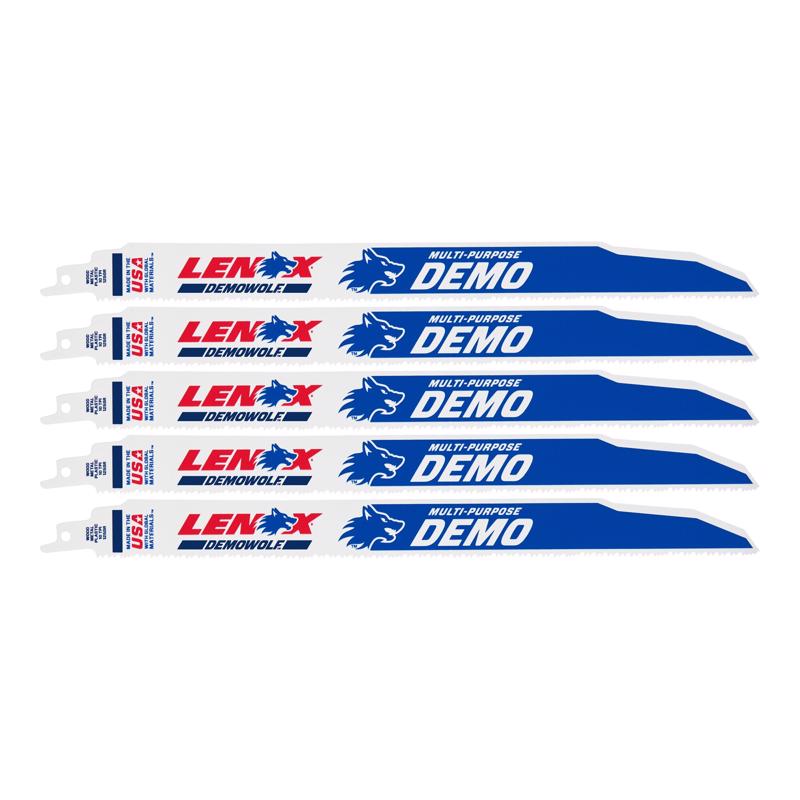 Lenox DEMOWOLF 12 in. Bi-Metal WAVE EDGE Reciprocating Saw Blade 10 TPI 5 pk