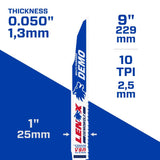 Lenox DEMOWOLF 9 in. Bi-Metal WAVE EDGE Reciprocating Saw Blade 10 TPI 5 pk