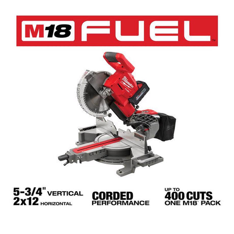 Milwaukee M18 FUEL 2734-21 Dual Bevel Sliding Compound Miter Saw, Battery, 10 in Dia Blade, 4000 rpm Speed