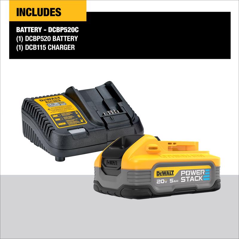 DeWalt 20V MAX XR POWERSTACK DCBP520C 5 Ah Lithium-Ion Battery and Charger Starter Kit
