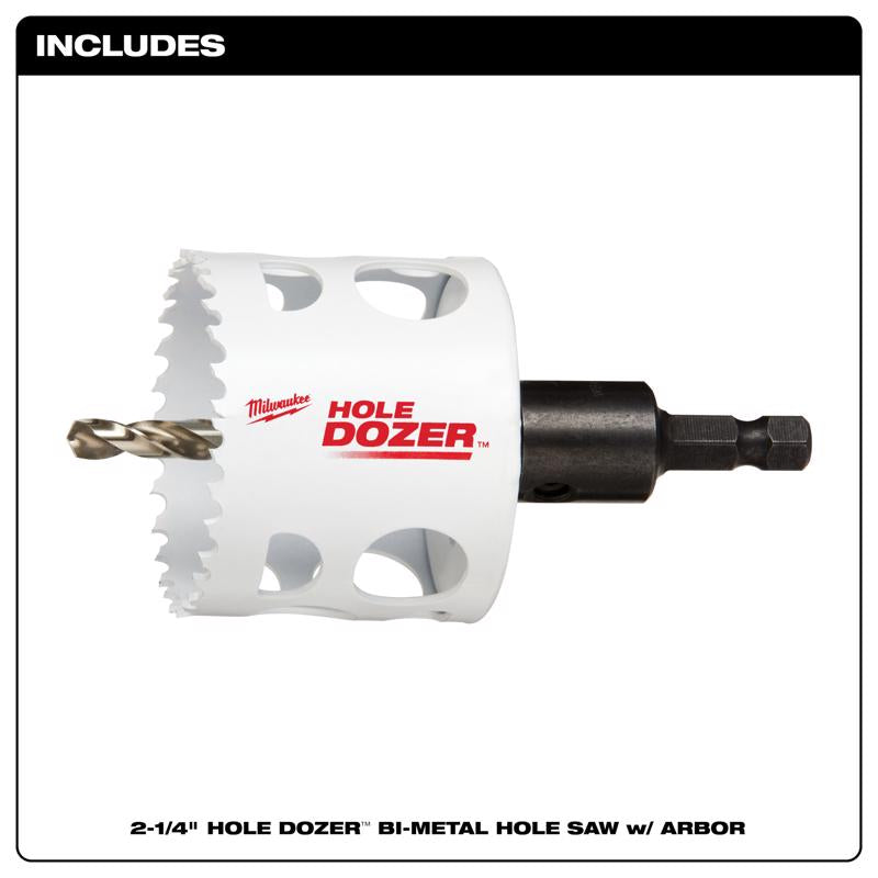 Milwaukee Hole Dozer 2-1/4 in. Bi-Metal Hole Saw with Arbor and Pilot Bit 1 pk, Pack of 2