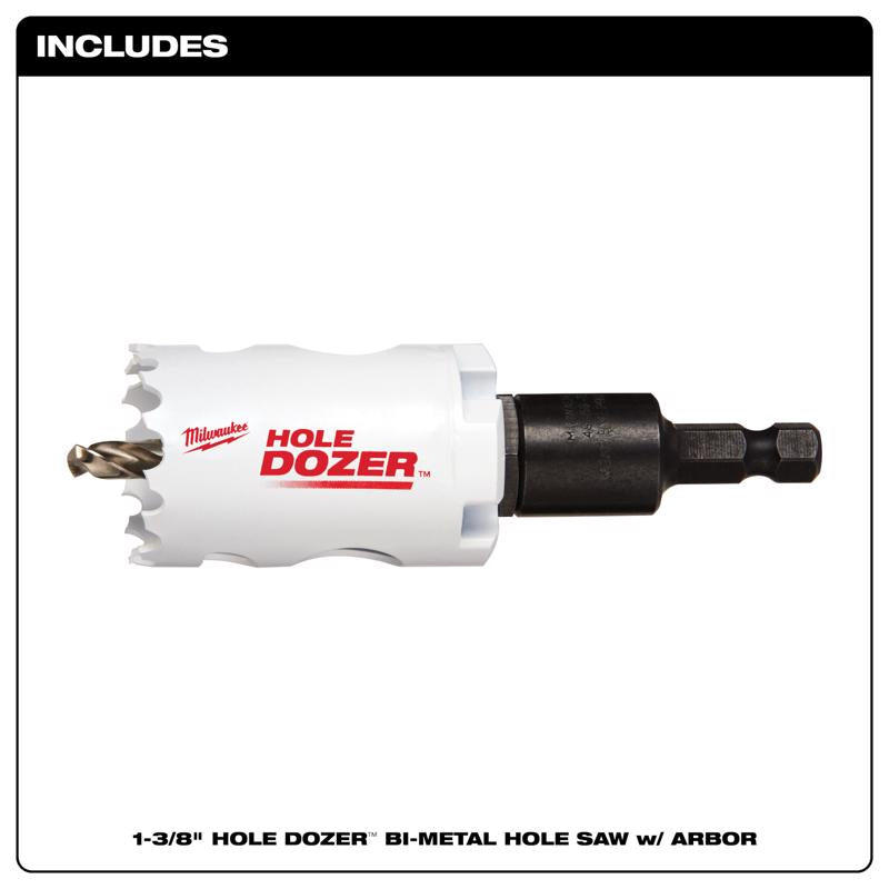 Milwaukee Hole Dozer 1-3/8 in. Bi-Metal Hole Saw with Arbor and Pilot Bit 1 pk, Pack of 2