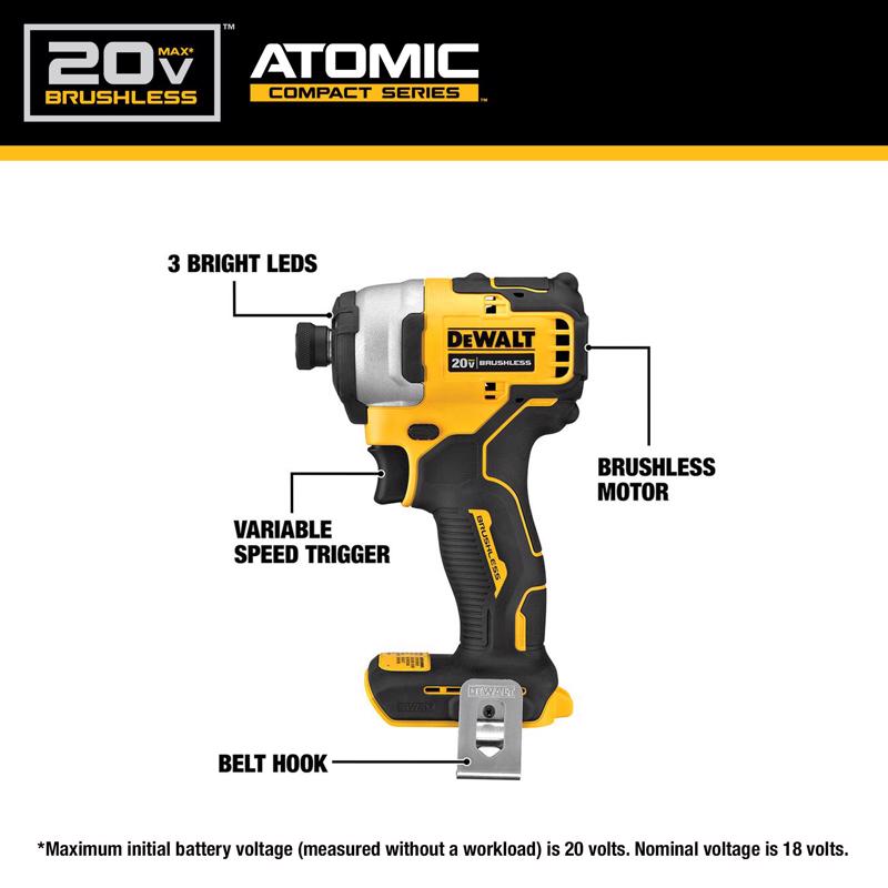 DeWalt 20V MAX ATOMIC Cordless Brushless 4 Tool Combo Kit