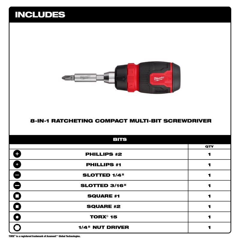 Milwaukee 14-in-1 Compact Ratcheting Screwdriver Set 2 pc