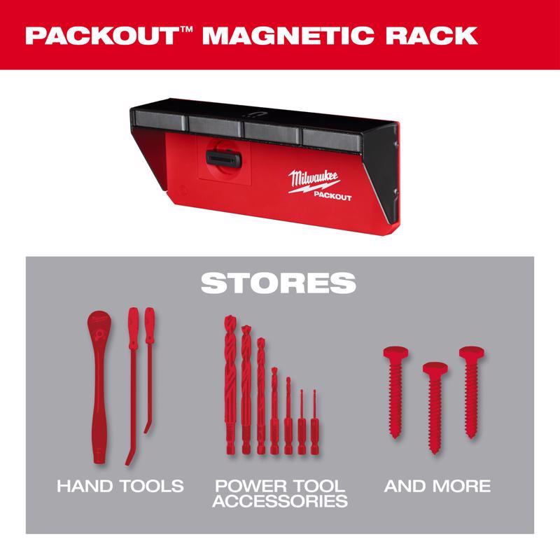 Milwaukee PACKOUT SHOP STORAGE Garage Organizer Magnetic Power Tool Holder Black/Red
