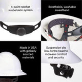 3M SecureFit 4-Point Ratchet Full Brim Hard Hat White