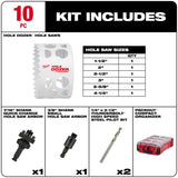 Milwaukee Hole Dozer Bi-Metal Hole Saw Kit 10 pk