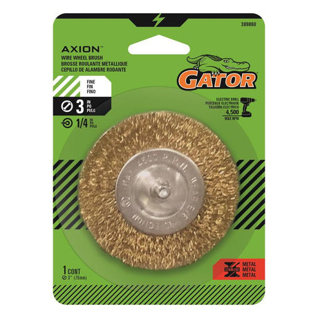 Gator 3 in. Fine Crimped Wire Wheel Brush Brass Coated Steel 4500 rpm 1 pc