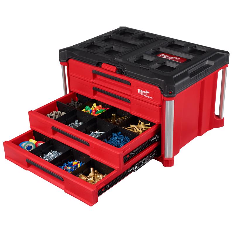 Milwaukee PACKOUT 22 in. Modular 4-Drawer Tool Box Black/Red