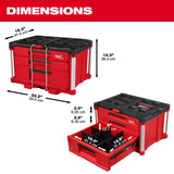 Milwaukee PACKOUT 22 in. Modular 3-Drawer Multi Drawer Tool Box Black/Red