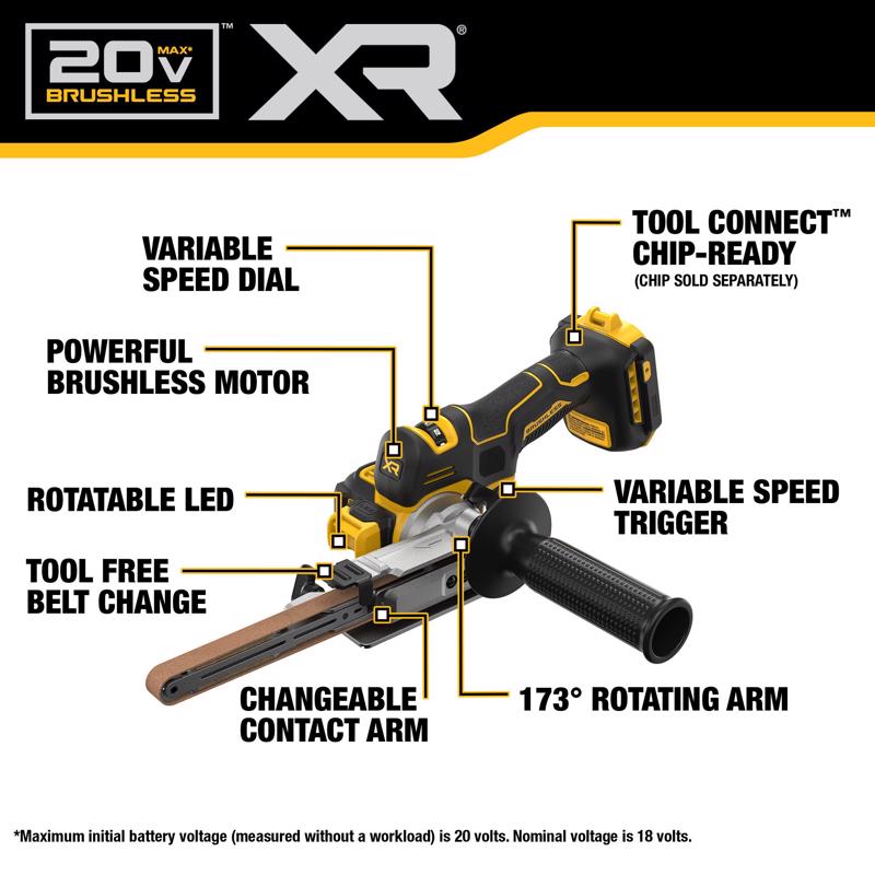 DeWalt XR 20V MAX 0.5 in. W X 18 in. L Cordless Bandfile Sander Tool Only