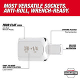 Milwaukee Four Flat 3/8 in. drive SAE Socket Adapter 1 pc