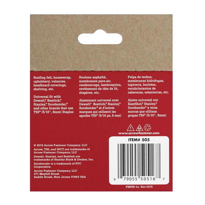 Arrow T50 3/8 in. W X 5/16 in. L 18 Ga. Flat Crown Heavy Duty Staples 1250 pk, Pack of 4