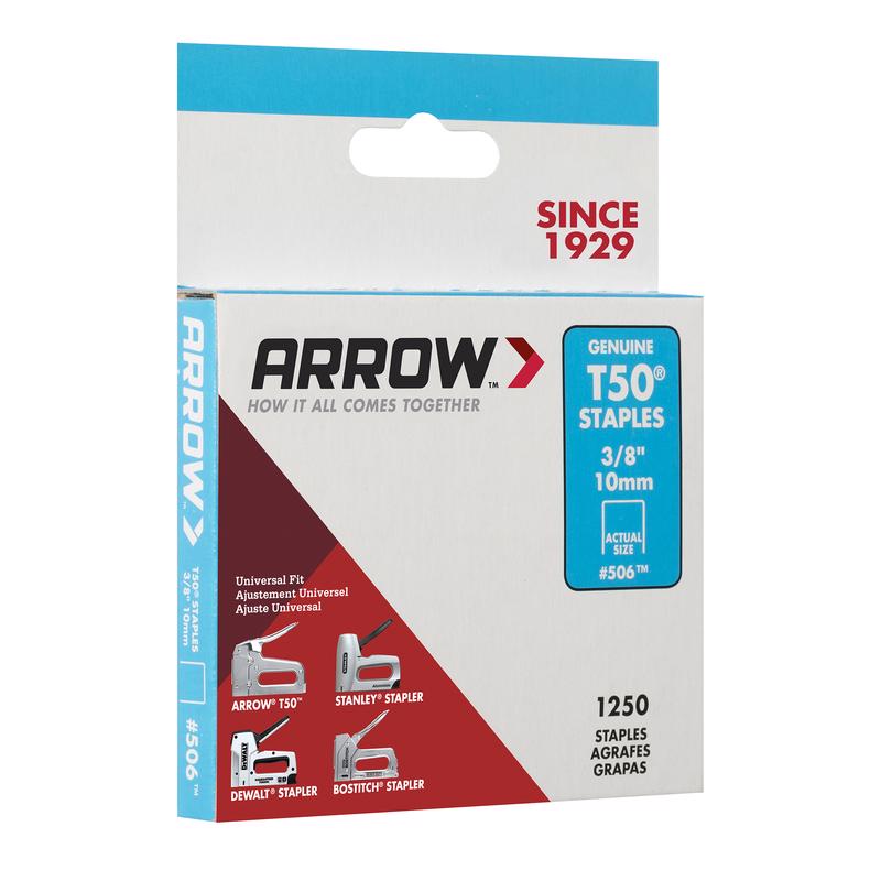 Arrow T50 3/8 in. W X 3/8 in. L Flat Crown Heavy Duty Staples 1250 pk, Pack of 4