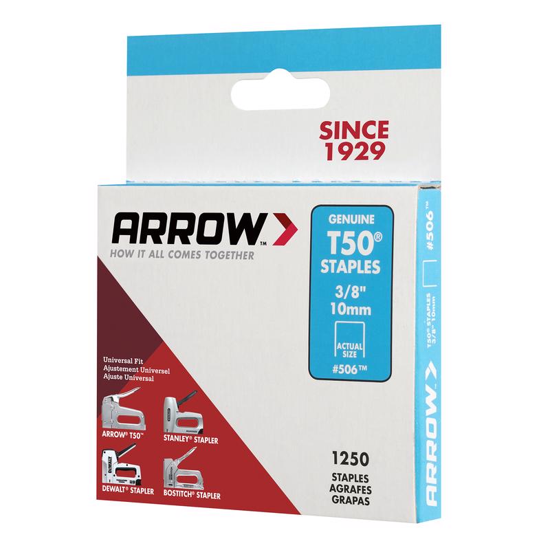 Arrow T50 3/8 in. W X 3/8 in. L Flat Crown Heavy Duty Staples 1250 pk, Pack of 4