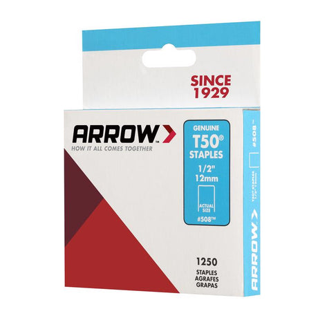 Arrow T50 3/8 in. W X 1/2 in. L 18 Ga. Flat Crown Heavy Duty Staples 1250 pk, Pack of 4