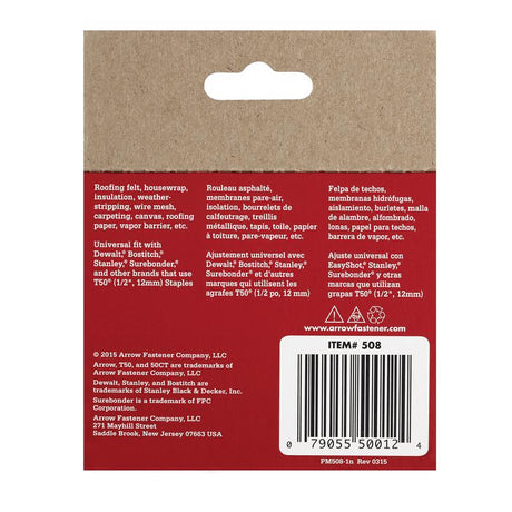 Arrow T50 3/8 in. W X 1/2 in. L 18 Ga. Flat Crown Heavy Duty Staples 1250 pk, Pack of 4