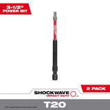 Milwaukee Shockwave Torx T-20 X 3-1/2 in. L Power Bit Alloy Steel 2 pk, Pack of 3