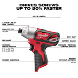 Milwaukee M12 Cordless Brushed 4 Tool Combo Kit