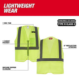 Milwaukee Reflective Type R Class 2 Safety Vest High Visibility Yellow L/XL