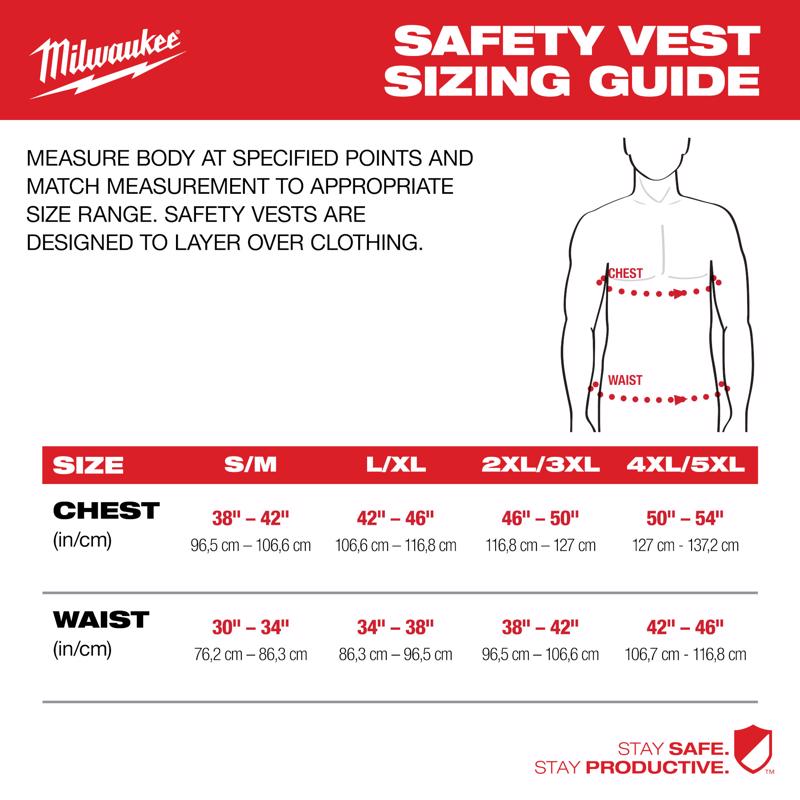 Milwaukee Reflective Class 2 Safety Vest High Visibility Yellow 2X/3X