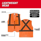 Milwaukee CSA Type R/Class 2 Reflective Mesh/One Pocket Safety Vest High Visibility Orange S/M