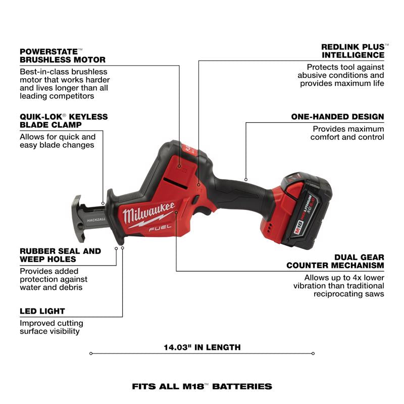 Milwaukee M18 Fual Cordless Brushless Reciprocating Saw Kit (Battery & Charger)