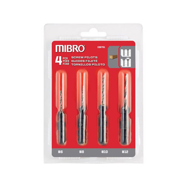 Richelieu Mibro 6/8/10/12 X 2.5/2.75/3.125/3.625 in. L Steel Screw Pilot Drill Bit Set Straight Shan