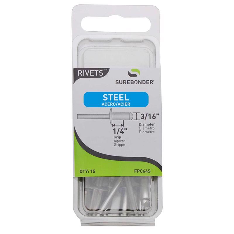 Supreme Rivets Surebonder 3/16 in. D X 1/4 in. Steel Blind Rivets Silver 15 pc ...