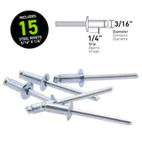 Surebonder 3/16 in. D X 1/4 in. Steel Blind Rivets Silver 15 pc
