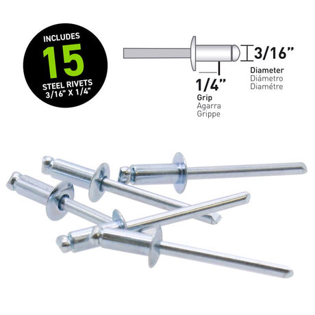Surebonder 3/16 in. D X 1/4 in. Steel Blind Rivets Silver 15 pc