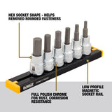 DeWalt 3/8 in. drive Metric 6 Piece Hex Bit Socket Set 1 pc