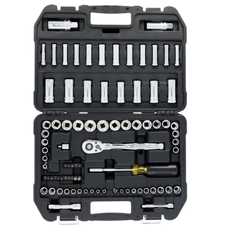 DeWalt 1/4 and 3/8 in. drive Metric/SAE Mechanic's Tool Set 84 pc