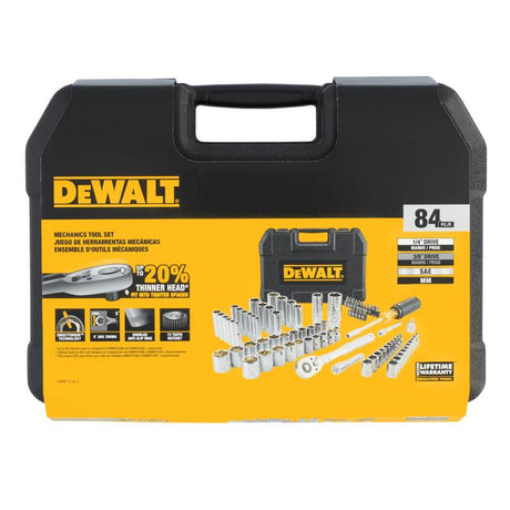 DeWalt 1/4 and 3/8 in. drive Metric/SAE Mechanic's Tool Set 84 pc