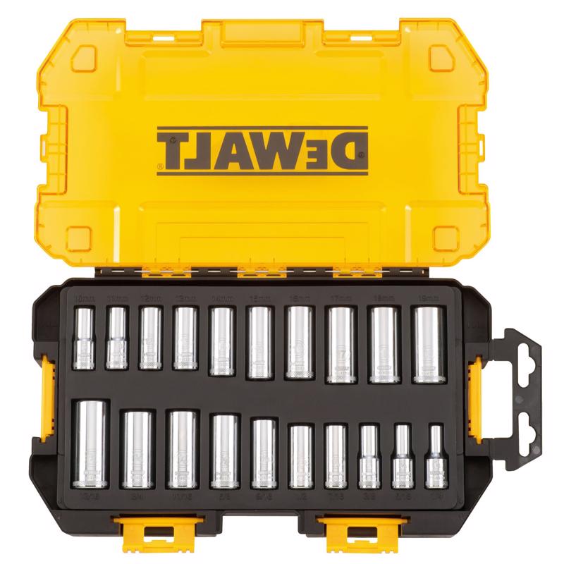 DeWalt 3/8 in. drive Metric/SAE 6 Point Deep Socket Set 20 pc