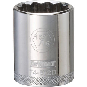 DeWalt 15/16 in. X 1/2 in. drive SAE 12 Point Socket 1 pc