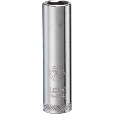 DeWalt 11/32 in. X 1/4 in. drive SAE 6 Point Deep Socket 1 pc