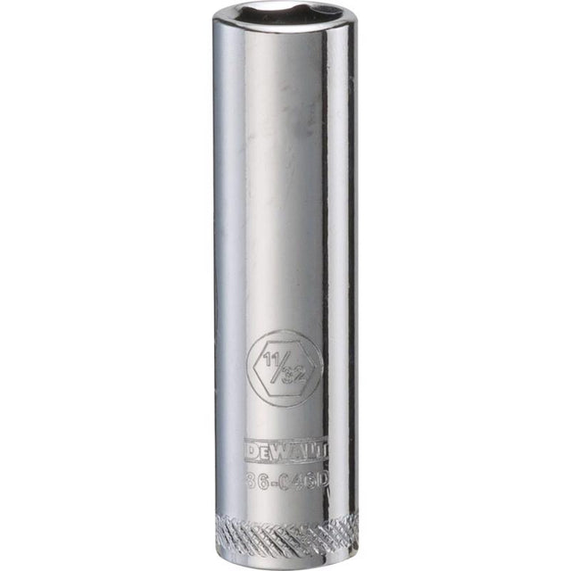 DeWalt 11/32 in. X 1/4 in. drive SAE 6 Point Deep Socket 1 pc