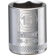 DeWalt 15 mm X 3/8 in. drive Metric 6 Point Socket 1 pc