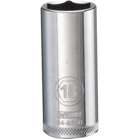 DeWalt 18 mm X 3/8 in. drive Metric 6 Point Deep Socket 1 pc